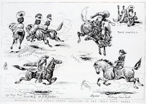 1892年のアールズコートでのバッファロービルのワイルドウェストショーのスケッチ 作： Alfred Chantrey Corbould